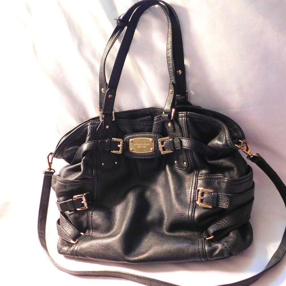 Michael Kors Gansevoort Black Leather Tote Shoulder Bag